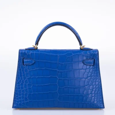 Hermès Mini Kelly 20 II Sellier Blue Royal Matte Alligator Mississippiensis Gold Hardware High-quality Lushentic Grade