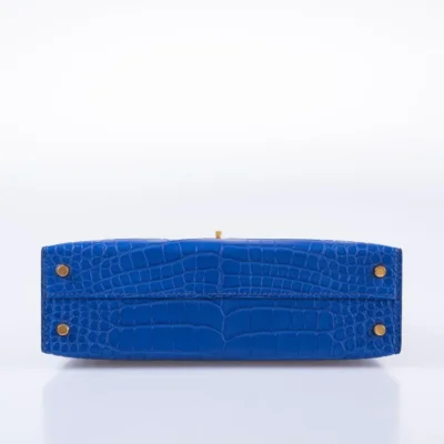 Hermès Mini Kelly 20 II Sellier Blue Royal Matte Alligator Mississippiensis Gold Hardware High-quality Lushentic Grade