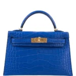 Hermès Mini Kelly 20 II Sellier Blue Royal Matte Alligator Mississippiensis Gold Hardware High-quality Lushentic Grade