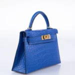 Hermès Mini Kelly 20 II Sellier Blue Royal Matte Alligator Mississippiensis Gold Hardware High-quality Lushentic Grade