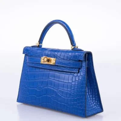 Hermès Mini Kelly 20 II Sellier Blue Royal Matte Alligator Mississippiensis Gold Hardware High-quality Lushentic Grade