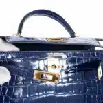 Hermès Mini Kelly 20 II Sellier Blue Sapphire Shiny Alligator Mississippiensis Gold Hardware Lushentic inspired bags