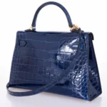 Hermès Mini Kelly 20 II Sellier Blue Sapphire Shiny Alligator Mississippiensis Gold Hardware Lushentic inspired bags