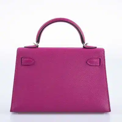 Hermès Mini Kelly 20 II Sellier Rose Pourpre Chevre Palladium Hardware Affordable