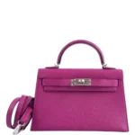 Hermès Mini Kelly 20 II Sellier Rose Pourpre Chevre Palladium Hardware Affordable