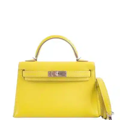 Hermès Mini Kelly 20 Lime Chèvre Palladium Hardware Luxury bag lookalikes