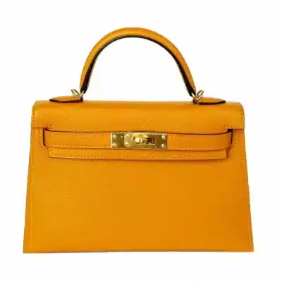 Hermès Mini Kelly 20 Sellier Moutarde Chevre Mysore Gold Hardware Luxury bag