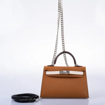 Hermès HSS Mini Kelly 20 Tri-Color Gold/Nata/Black Epsom Palladium Hardware Replica Bags