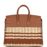 Hermès Rare Collectible Birkin 25 Gold Swift and Stripe Wicker Picnic Palladium Hardware Lushentic replica handbags