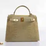 Hermès Rare Collectible Kelly 28 Vert Celadon Himalaya Natura Alligator Gold Hardware Replica luxury handbags