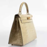 Hermès Rare Collectible Kelly 28 Vert Celadon Himalaya Natura Alligator Gold Hardware Replica luxury handbags