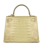 Hermès Rare Collectible Kelly 28 Vert Celadon Natura Shiny Alligator Mississippiensis Gold Hardware Quality Replica