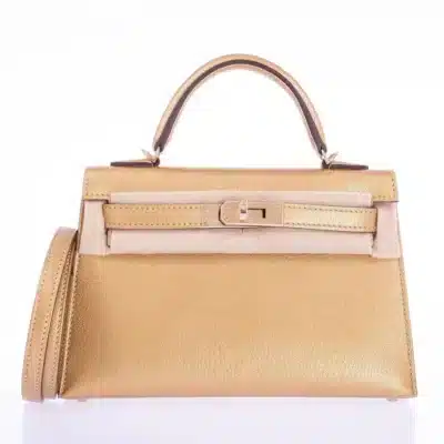 Hermès Rare Collectible Mini Kelly 20 Sellier Olympic Gold Metallic Doré Chevre Chamkilight Gold Hardware Lushentic Replica