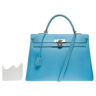 Hermès Limited Edition Candy Edition Kelly 35 Blue Epsom Silver Hardware Quality Rep