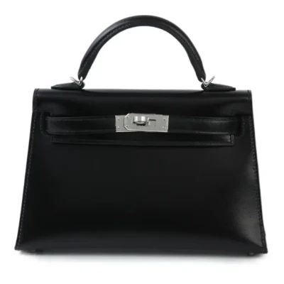 Hermès Mini Kelly II Black Box Calfskin Palladium Hardware luxury bags