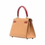 Hermès Vintage 1994 Mini Kelly 20 Beige and Wine Red Courchevel Gold Hardware Lushentic Replica