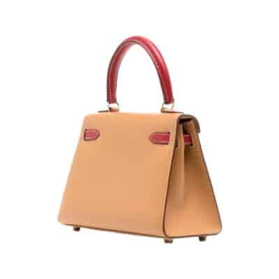 Hermès Vintage 1994 Mini Kelly 20 Beige and Wine Red Courchevel Gold Hardware Lushentic Replica