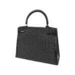 Hermès Vintage 1999 Kelly 25 Sellier Black and Silver Box Calf Silver Hardware Lushentic Bags