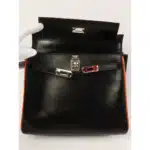 Hermès 2006 Kelly 25 Black and Orange Togo Palladium Hardware Affordable designer bag dupes