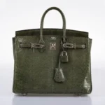 Hermès 2008 Birkin 25 Vert Olive Salvator Lizard Palladium Hardware