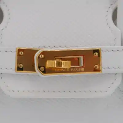 Hermès 2008 Birkin 25 White Epsom Gold Logo1