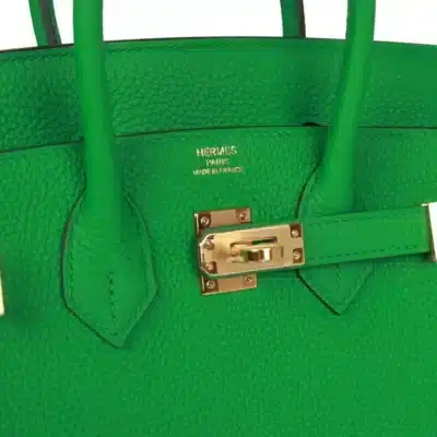 Hermès 2014 Birkin 25 Bambou (Bamboo) Green Togo logo