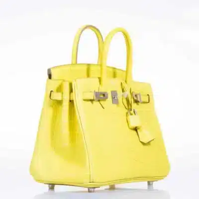 Hermès 2018 Birkin 25 Lime Yellow Matte Alligator Palladium Hardware