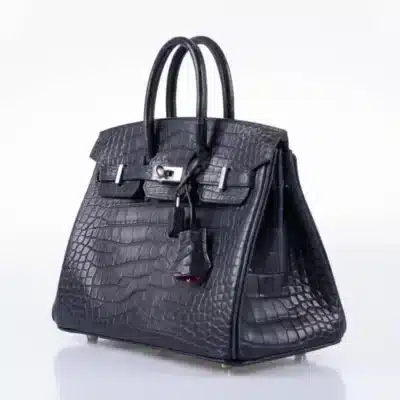 Hermès 2019 Birkin 25 Verso Blue Marine and Rose Scheherazade Matte Alligator Mississippiensis Palladium Hardware