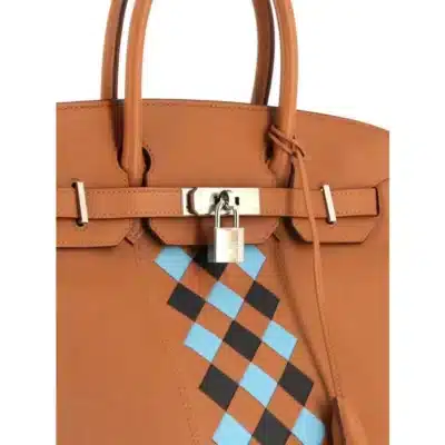 Hermès 2019 Birkin 30 Brown Light Blue Black Swift detail1