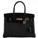 Hermès 2020 Birkin 30 Black Novillo & Niloticus Crocodile Rose Gold Hardware