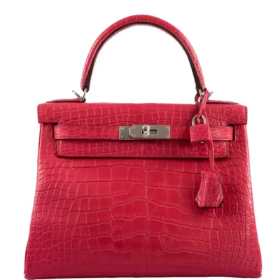 Hermès 2020 Kelly 28 Retourne Rose Extreme Matte Alligator Mississippiensis Palladium Hardware Hermès 2020 Kelly 28 Retourne Rose Extreme Matte Alligator Mississippiensis Palladium Hardware Lushentic replica handbags