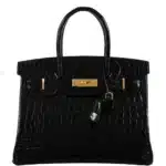 Hermès 2021 Birkin 30 Black Shiny Niloticus Crocodile Gold Hardware