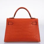 Hermès 2021 Mini Kelly 20 II Poppy Matte Alligator Mississippiensis Palladium Hardware Replica Quality