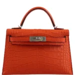 Hermès 2021 Mini Kelly 20 II Poppy Matte Alligator Mississippiensis Palladium Hardware Replica Quality