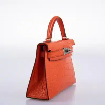 Hermès 2021 Mini Kelly 20 II Poppy Matte Alligator Mississippiensis Palladium Hardware Replica Quality