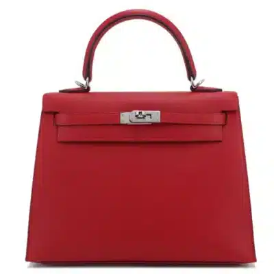 Hermès 2023 Kelly 25 Sellier Rouge Piment and Shocking Rose Madame Palladium Hardware Replica Bags