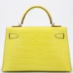 Hermès 2023 Mini Kelly II Lime Matte Alligator Mississippiensis Palladium Hardware Handmade replica bags