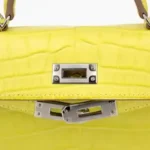 Hermès 2023 Mini Kelly II Lime Matte Alligator Mississippiensis Palladium Hardware Handmade replica bags