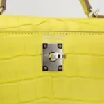 Hermès 2023 Mini Kelly II Lime Matte Alligator Mississippiensis Palladium Hardware Handmade replica bags