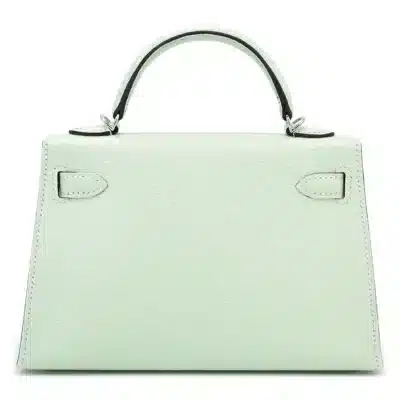 Hermès 2023 Mini Kelly II Vert Fizz Chevre Palladium Hardware Lushentic replica handbags