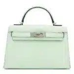 Hermès 2023 Mini Kelly II Vert Fizz Chevre Palladium Hardware Lushentic replica handbags