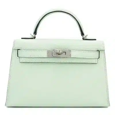 Hermès 2023 Mini Kelly II Vert Fizz Chevre Palladium Hardware Lushentic replica handbags