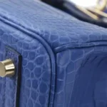 Hermès 2024 Birkin 25 Bleu Royal Matte Porosus Crocodile Gold Hardware