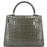 Hermès 2024 Kelly 25 Sellier Gris Ciment Shiny Alligator Mississippiensis Palladium Hardware Quality Replica