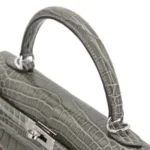 Hermès 2024 Kelly 25 Sellier Gris Ciment Shiny Alligator Mississippiensis Palladium Hardware Quality Replica