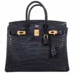 Hermès Birkin 25 Black Matte Alligator Mississippiensis Gold Hardware