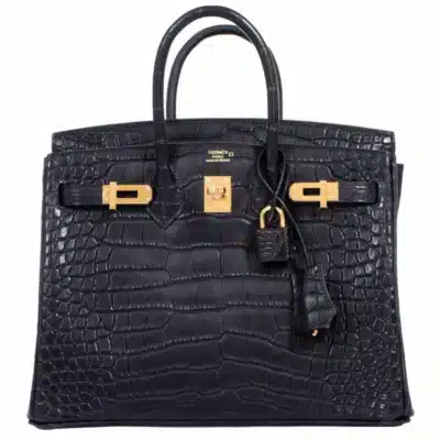 Hermès Birkin 25 Black Matte Alligator Mississippiensis Gold Hardware