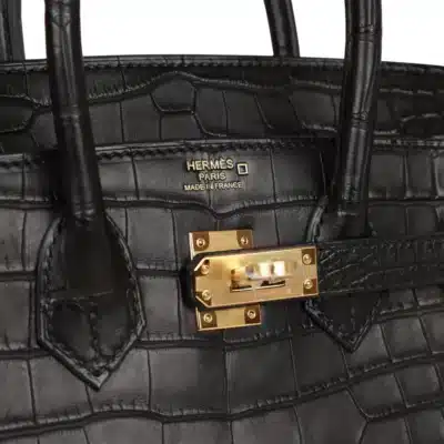 Hermès Birkin 25 Black Matte Alligator Mississippiensis Gold Hardware