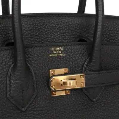 Hermès Birkin 25 Black Togo logo