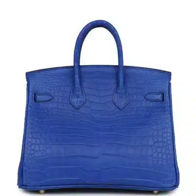 Hermès Birkin 25 Bleu Royal Matte Porosus Crocodile Gold Hardware